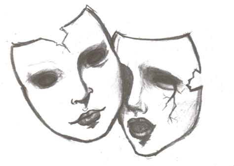 Theater Mask Drawing at PaintingValley.com | Explore collection of ...