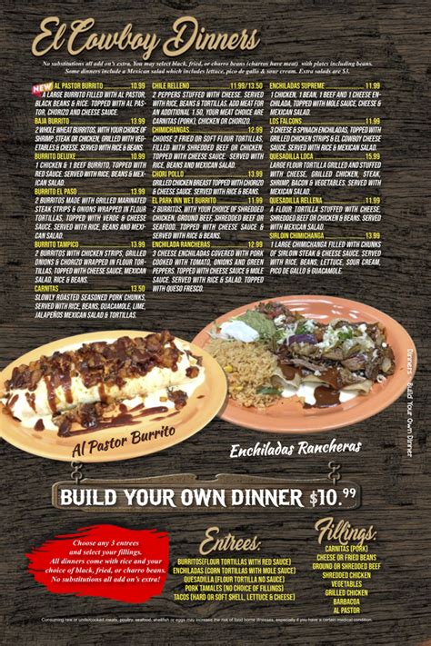 DINNER MENU - El Cowboy Tex Mex Grill & Saloon