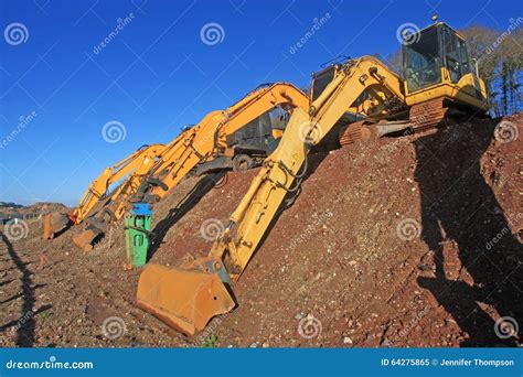 Diggers stock image. Image of bulldozers, digger, roadworks - 64275865