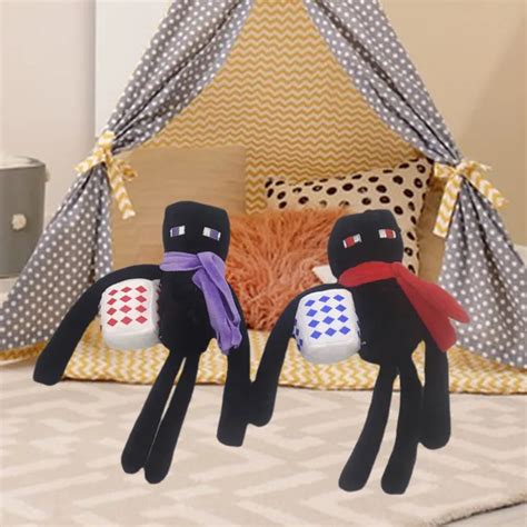 26cm Minecraft Plush Doll Red/Purple Scarf Enderman Cartoon Pixel Doll Plushies Decoration Cute ...