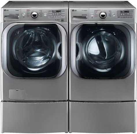 LG LGWADREW81012 Side-by-Side on Pedestals Washer & Dryer Set with Front Load Washer and ...