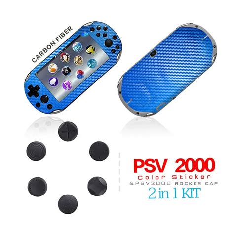 Game accessories with Carbon Fiber Blue Skin Sticker for PS vita PSV Full Body Vinyl Decal ...