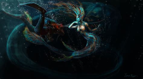 3840x2160px | free download | HD wallpaper: diver and mermaid wallpaper, fiction, people, scales ...