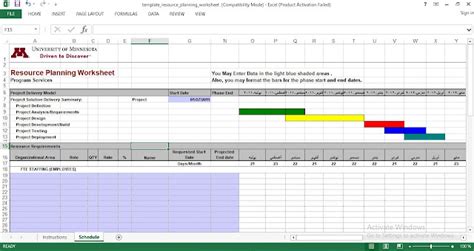 Resource Planning Template for Excel