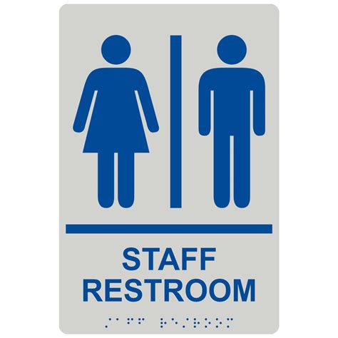 ADA Staff Restroom With Symbol Braille Sign RRE-14833-BLUonPRLGY