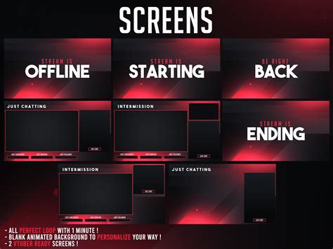 Animated Red Overlay Package Red Twitch Overlay Pack Scenes Screens ...