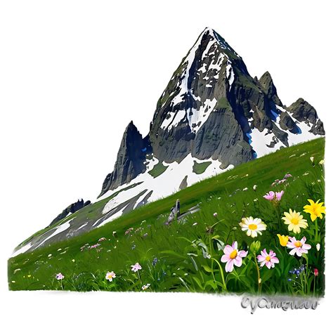 Download Mountain With Flowers Png 05032024 | Wallpapers.com