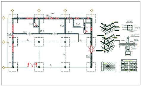 Floor column foundation plan layout detail view dwg file - Cadbull