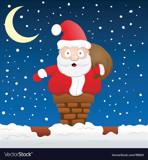 Santa stuck on chimney Royalty Free Vector Image