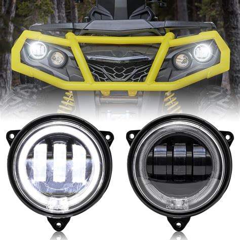 Amazon.com: SAUTVS LED Low Beam Headlights with Halo Ring DRL for Can-Am Outlander 500 650 800 ...