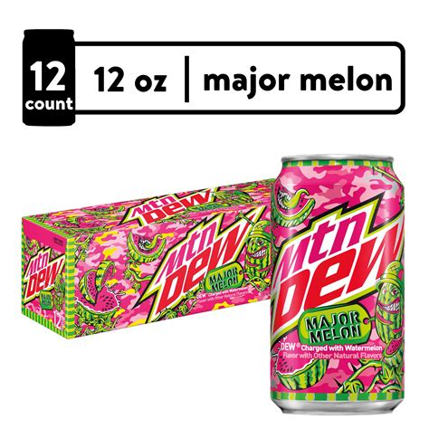 Mountain Dew Major Melon Watermelon Citrus Soda Pop, 12 oz, 12 Pack ...