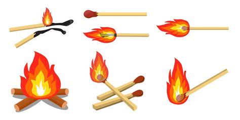 Collection set of fire matches 10933937 Vector Art at Vecteezy