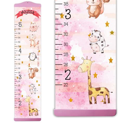 Personalized Growth Charts - Cute Animal Design Growth Chart