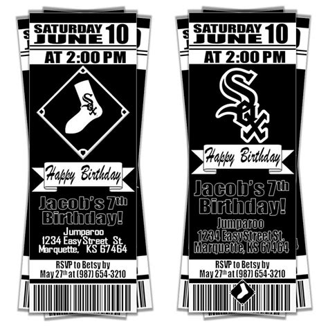 Chicago White Sox MLB Baseball Ticket Style Invitation