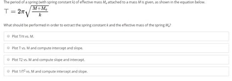 Solved The period of a spring (with spring constant k) of | Chegg.com