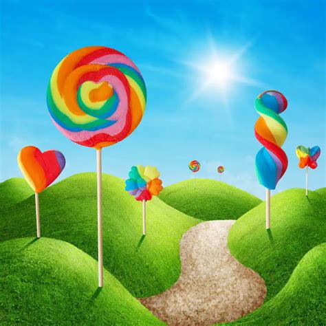 8x8FT Blue Sky Green Grass Hill Candy Bar Candyland Custom Photo Studio ...