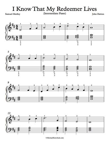 Intermediate Piano Arrangement Sheet Music – I Know That My Redeemer Lives | Piano sheet music ...