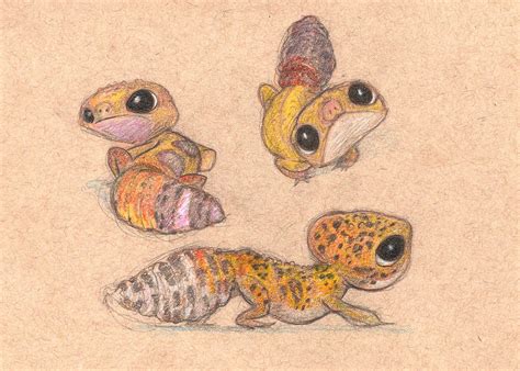 Colored Pencil Leopard Gecko Art Print fan | Etsy