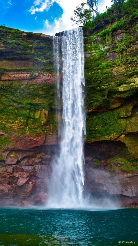 Waterfall Green Water Blue Sky 4K Ultra HD Mobile Wallpaper | Waterfall, Blue water, Waterfall ...