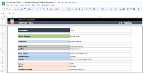 Employee Directory Template Google Sheets