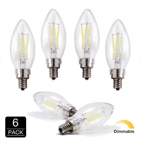 LED 6500K Daylight 40W Equivalent Dimmable Cool Chandelier Candelabra ...