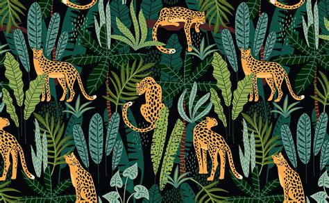 Lush Jungle Night Leopard Pattern for Walls, Jungle Green HD wallpaper ...