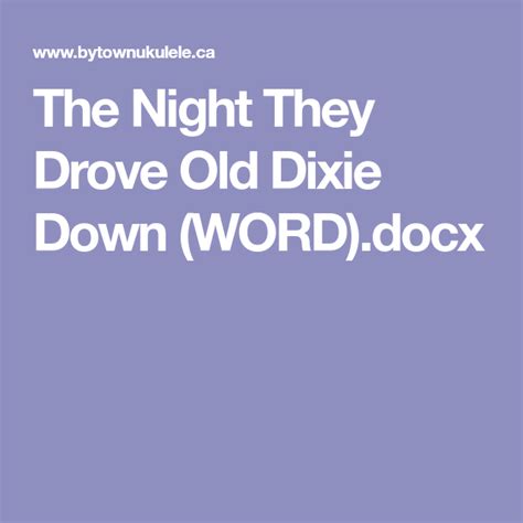 The Night They Drove Old Dixie Down (WORD).docx | Ukulele music, Songs, Words