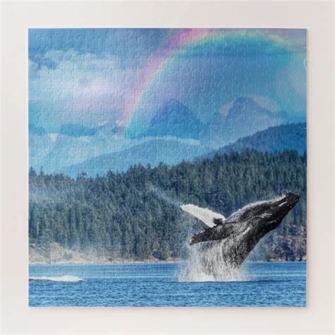 Stunning Humpback whale breaching rainbow puzzle | Zazzle