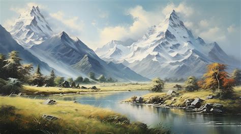 Premium AI Image | Himalayan Mountain Landscape Painting