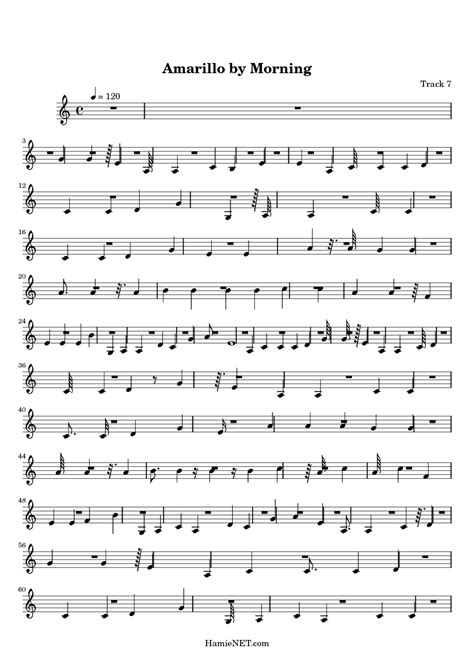 Amarillo by Morning Sheet Music - Amarillo by Morning Score • HamieNET.com