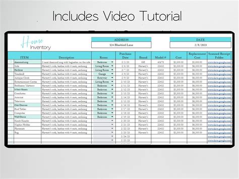 Home Inventory Spreadsheet Home Inventory Template Home - Etsy