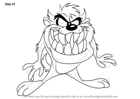 How to Draw Tasmanian Devil from Looney Tunes (Looney Tunes) Step by ...