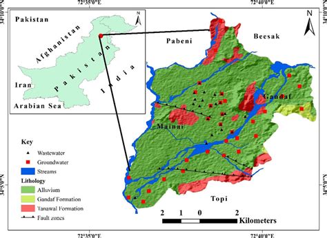 Generalize map of district Swabi, showing study area geographical ...