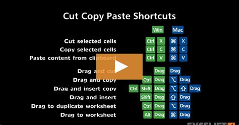 Shortcuts to cut copy paste (video) | Exceljet