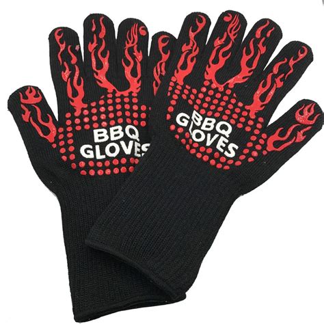 Multifunction BBQ Grill Oven Gloves Heat Resistant Premium Insulated and Silicone Lined Aramid ...