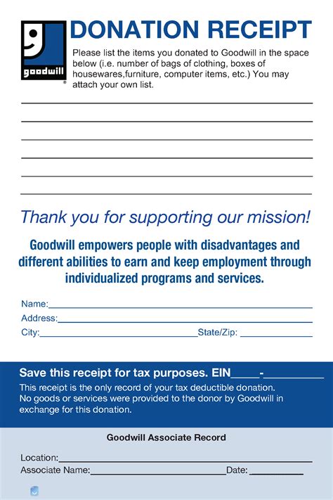 GoodWill Donation Receipt Template | Invoice Maker