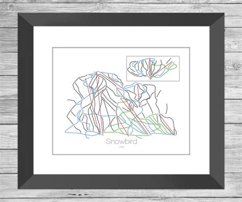 Snowbird Map Utah Ut Ski Snowboard Trail Map Art Print - Etsy