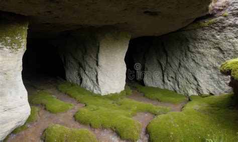 Moss Growing in the Rocks of a Cave Stock Illustration - Illustration of infrastructure ...