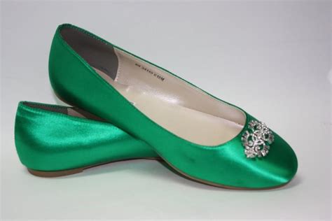 Wedding Shoes - Emerald Green - Flat Wedding Shoe - Ballet Slipper Green Wedding Shoes - Bridal ...