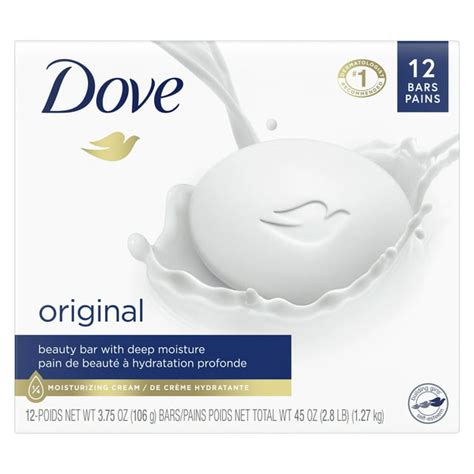 Dove Original Deep Moisturizing Beauty Bar Soap, Unscented, 3.75 oz (12 ...