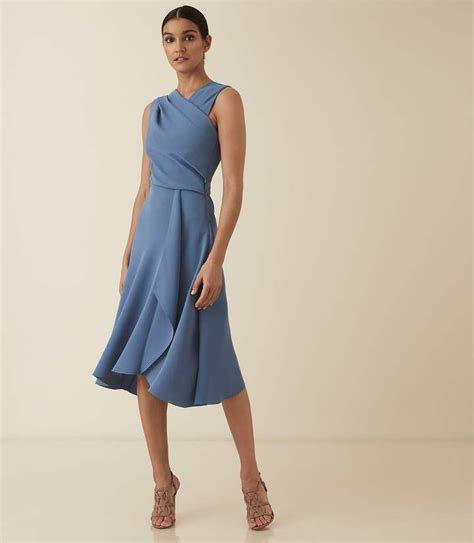 Reiss MARLING WRAP FRONT MIDI DRESS Mid Blue | Reiss dresses, Fashion ...