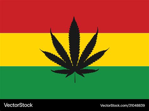 Rasta flag with sign cannabis rastaman leaf Vector Image