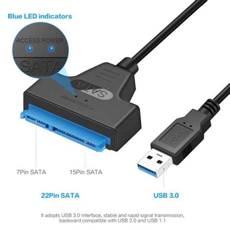 Καλώδιο USB 3.0 σε SATA III 22pin για σύνδεση SSD HDD δίσκων 2.5 ιντσών