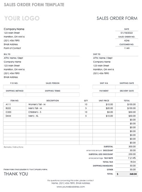 Free Order Form Templates | Smartsheet