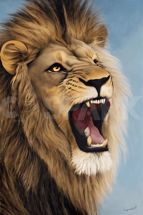 Lion Roaring Painting · Creative Fabrica