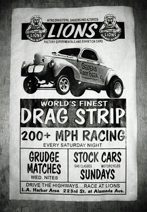 Lions Drag Strip poster | Racing posters, Drag racing cars, Dragsters