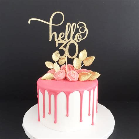Hello 30 Glitter Cake Topper, Any Age Cake Topper, 30th Birthday Cake Topper, 30th Cake Topper ...