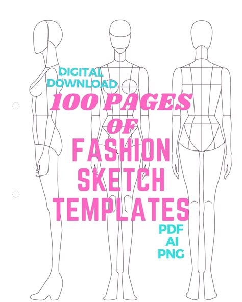 100 Pages Fashion Sketchbook Printable Template KDP Interiors Editable, Printable PDF, PNG ...