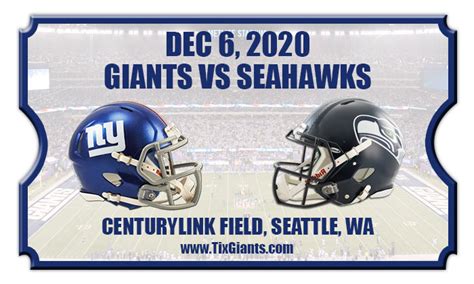 New York Giants vs Seattle Seahawks Football Tickets | 12/06/20