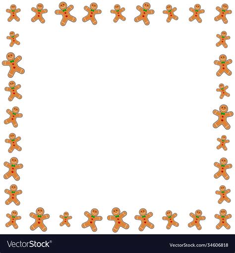 Christmas frame with gingerbread man xmas border Vector Image